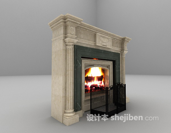 欧式风格欧式壁炉欣赏3d模型下载
