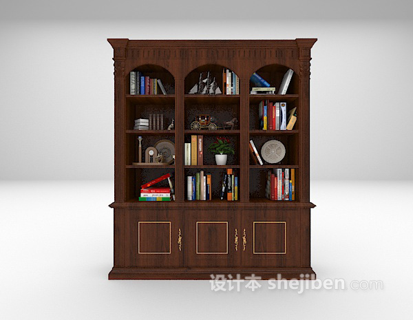 古典欧式书柜3d模型下载