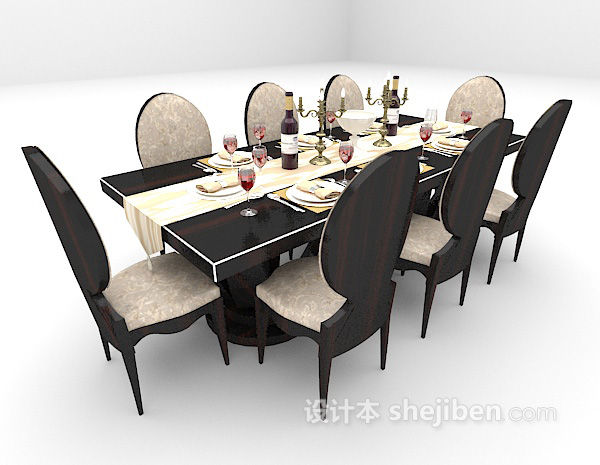 欧式风格欧式高档餐桌3d模型下载