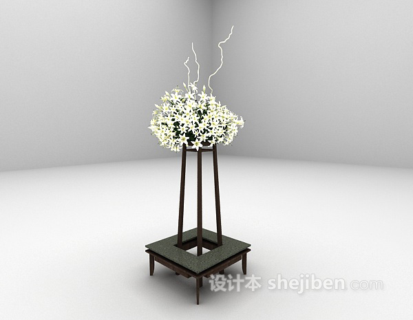 现代风格室内花艺装饰3d模型下载