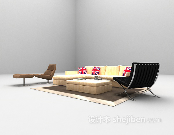 免费现代组合沙发免费3d模型下载