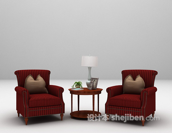 欧式风格棕色单人沙发3d模型下载