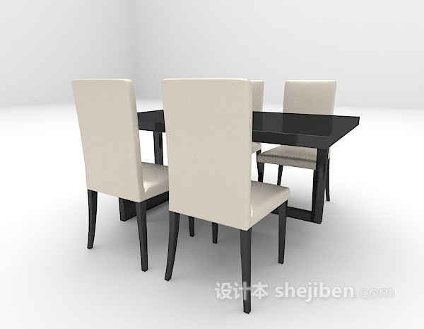 免费现代黑色餐桌组合欣赏3d模型下载