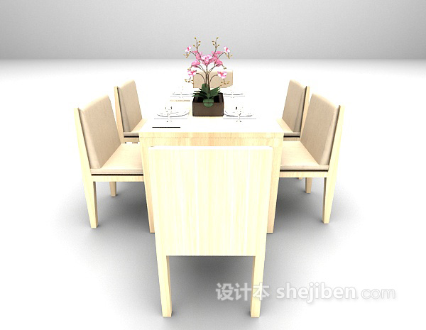 设计本现代木质餐桌推荐3d模型下载