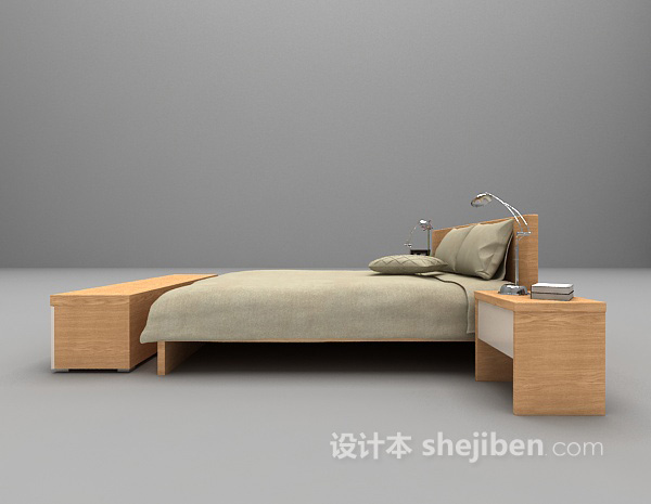 设计本木质矮床3d模型下载