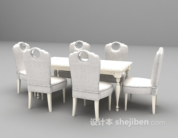 免费白色欧式餐桌3d模型下载