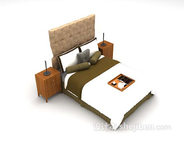 欧式风格木质欧式床3d模型下载