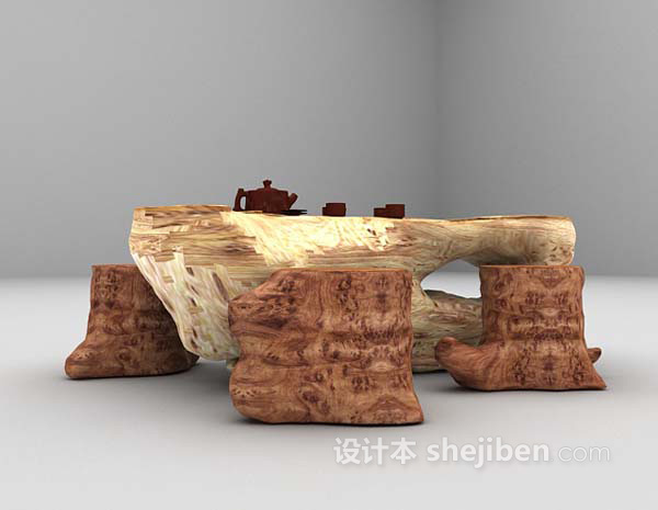 免费木质桌椅组合欣赏3d模型下载