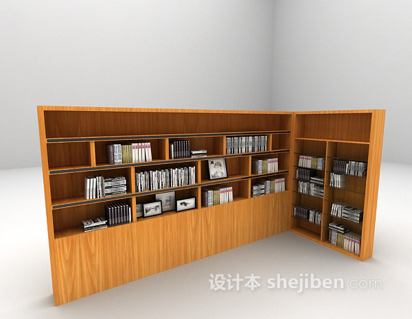 免费现代灰色书柜3d模型下载