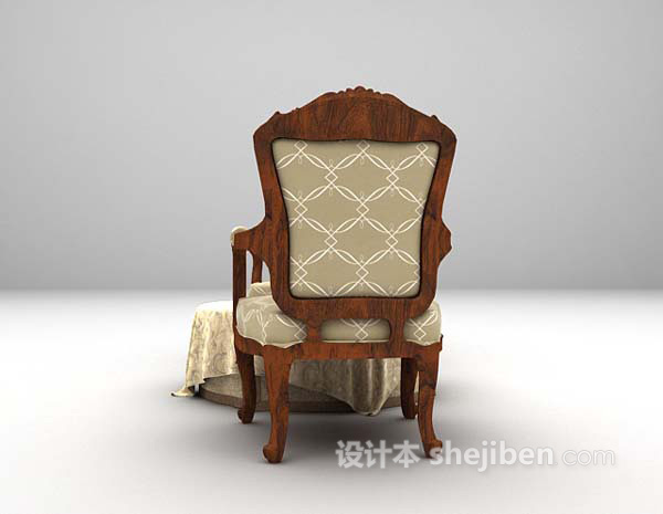 欧式风格欧式木质桌椅组合3d模型下载