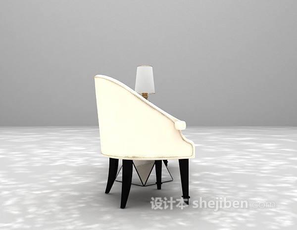 欧式风格白色单人沙发3d模型下载