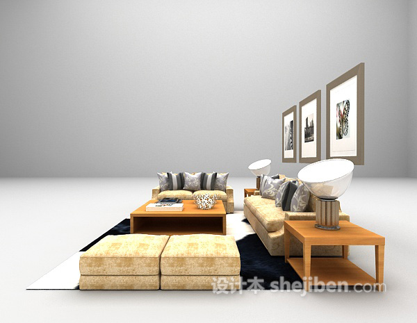 设计本现代组合沙发3d模型下载