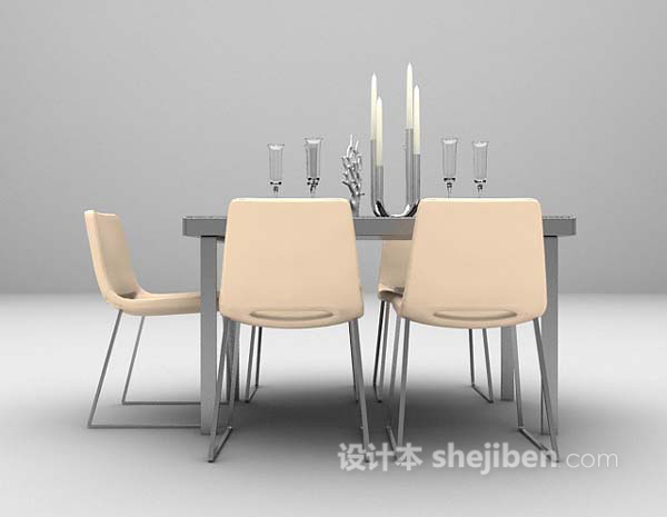 现代石材餐桌3d模型下载