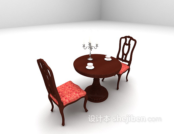 欧式风格欧式木质餐桌3d模型下载