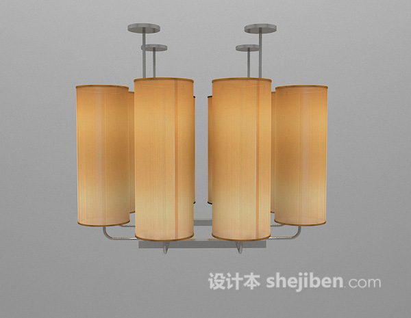 现代风格圆柱型吊灯3d模型下载