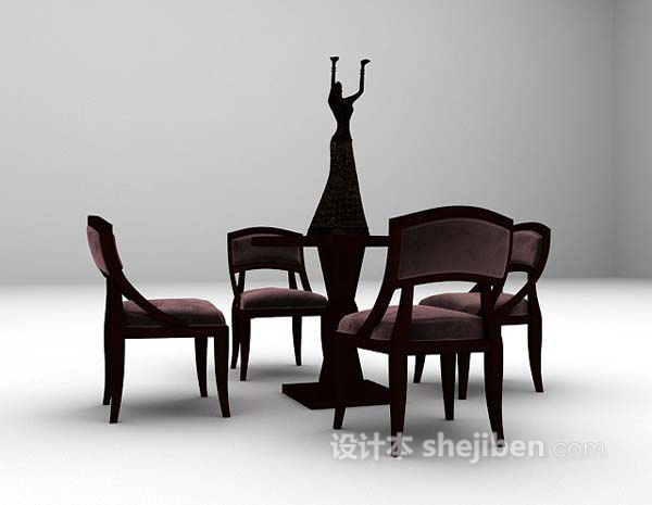 现代风格棕色木质桌椅组合免费3d模型下载