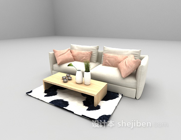 设计本现代双人沙发3d模型下载