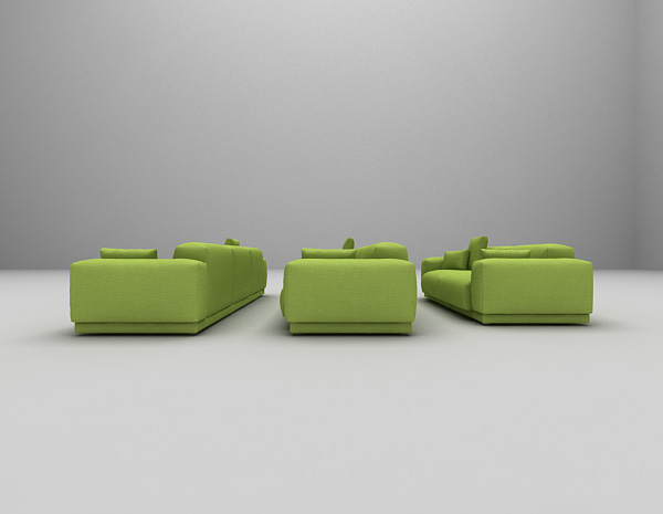 设计本绿色布艺沙发组合3d模型下载