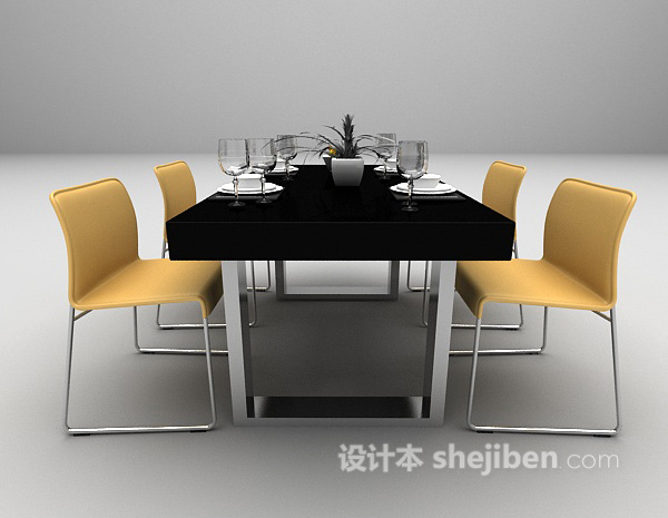 设计本现代简易餐桌3d模型下载