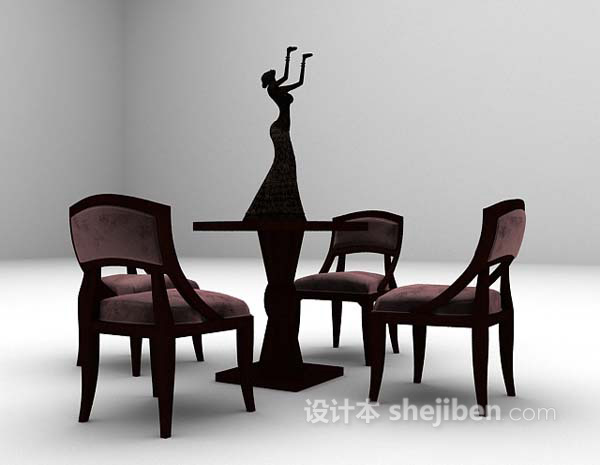 免费棕色木质桌椅组合免费3d模型下载