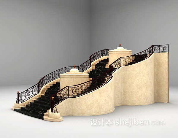 设计本欧式楼梯3d模型下载