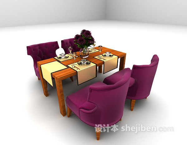 欧式风格简约餐桌3d模型下载