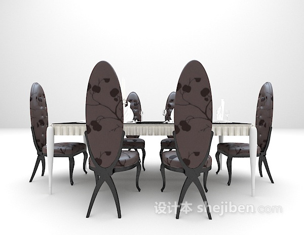 欧式个性桌椅3d模型下载