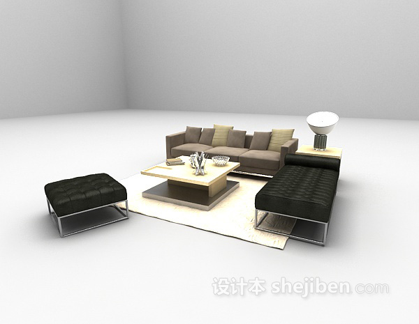 设计本现代沙发组合3d模型下载