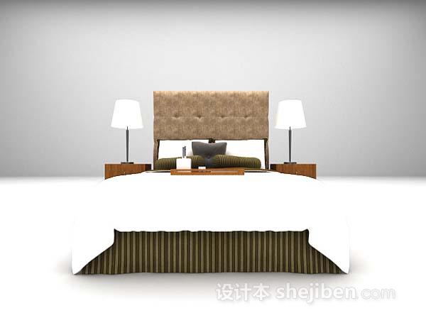 木质欧式床3d模型下载