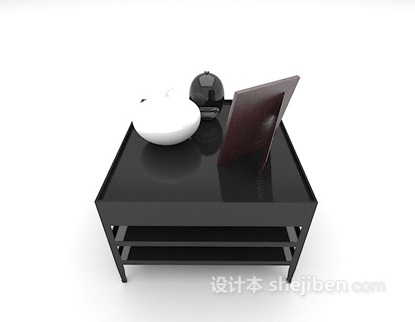 设计本黑色床头柜3d模型下载