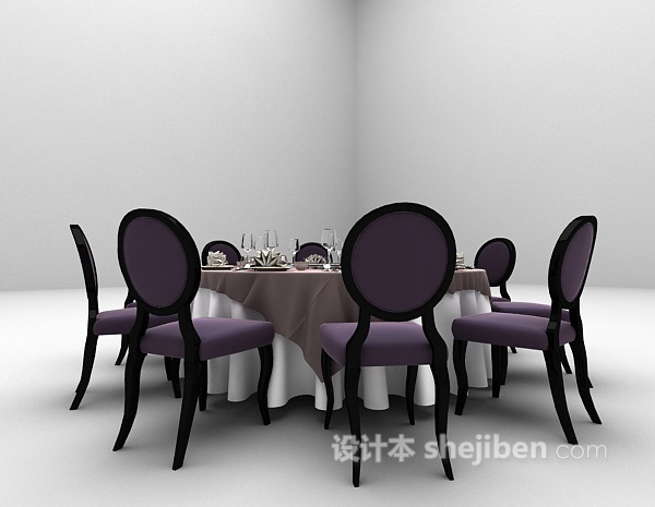 欧式风格欧式圆形餐桌3d模型下载