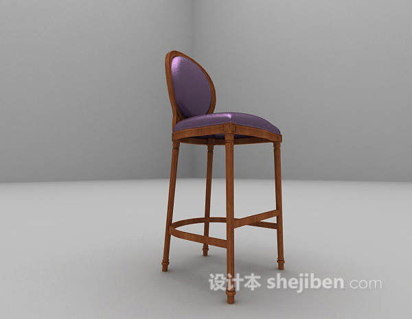 欧式风格紫色法式吧椅3d模型下载
