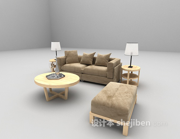 设计本现代木质沙发3d模型下载