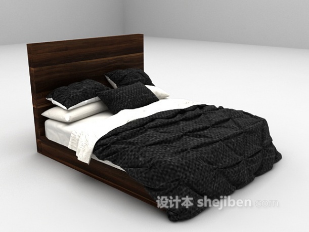 现代风格现代风格双人床3d模型下载
