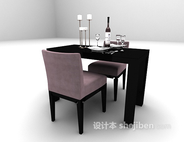 免费黑色桌椅3d模型下载