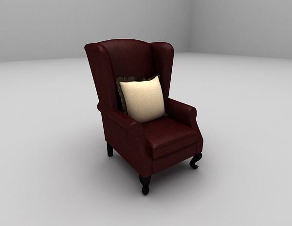 欧式风格红色皮质沙发3d模型下载