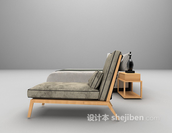 设计本白色木质床3d模型下载
