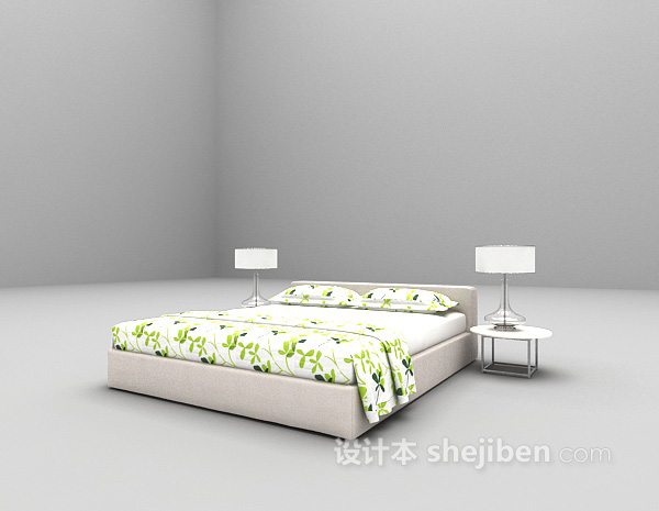 免费白色床max3d模型下载