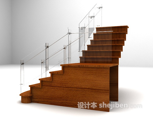 免费木质楼梯3d模型下载