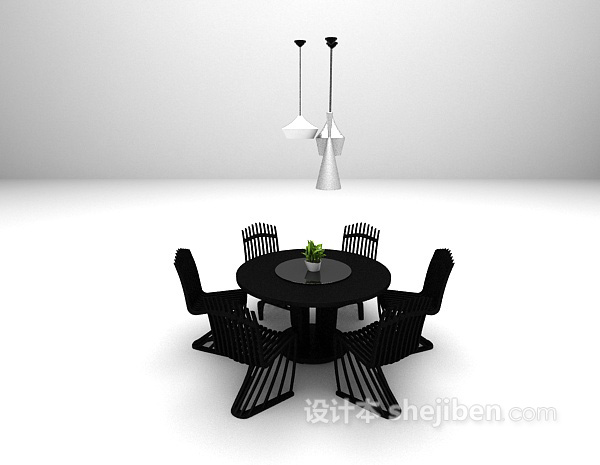 设计本木质桌椅组合3d模型下载