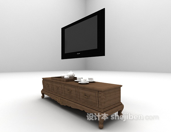 欧式风格欧式复古电视柜3d模型下载