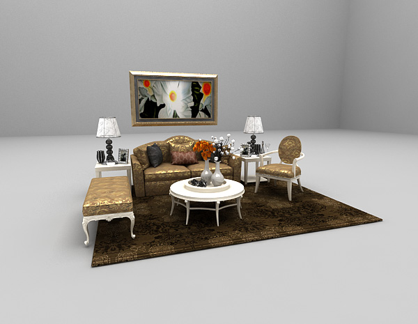 欧式风格欧式豪华组合沙发3d模型下载