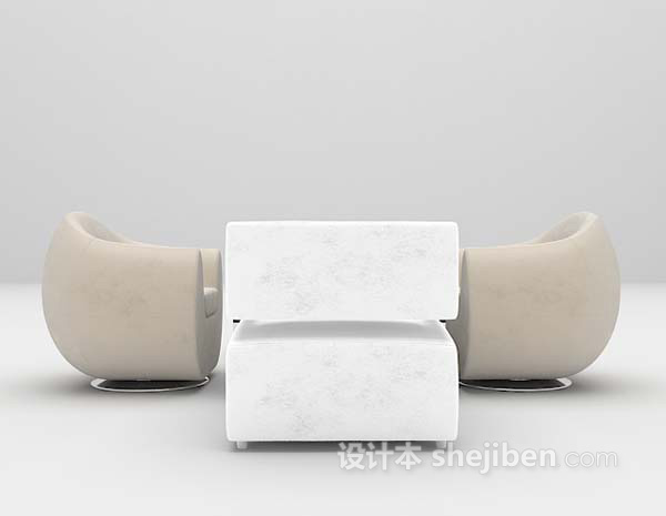 设计本白色桌椅3d模型下载