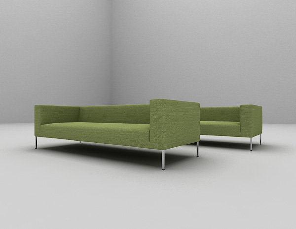 免费绿色多人沙发3d模型下载