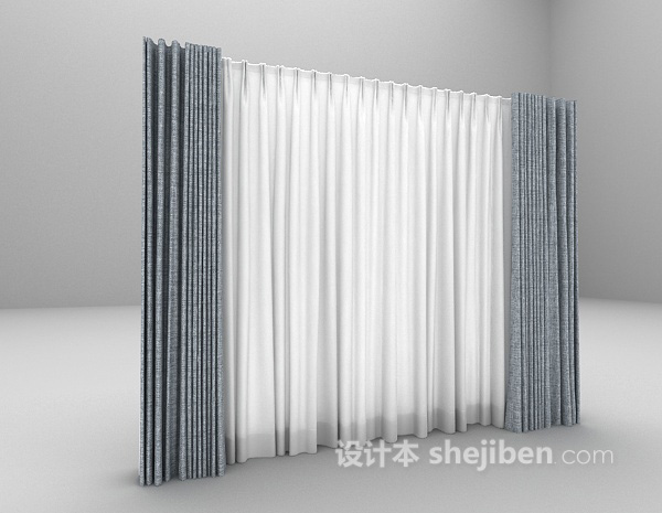 现代风格简易风格窗帘3d模型下载
