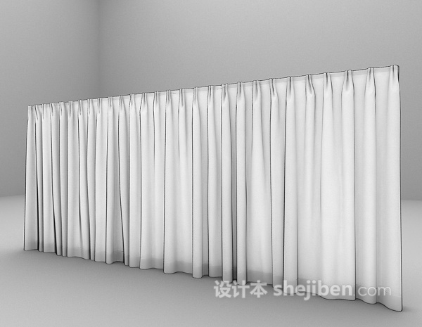 免费白色窗帘3d模型下载