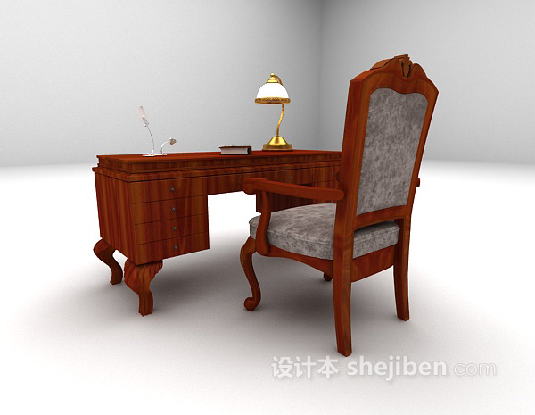 欧式风格欧式桌椅组合3d模型下载