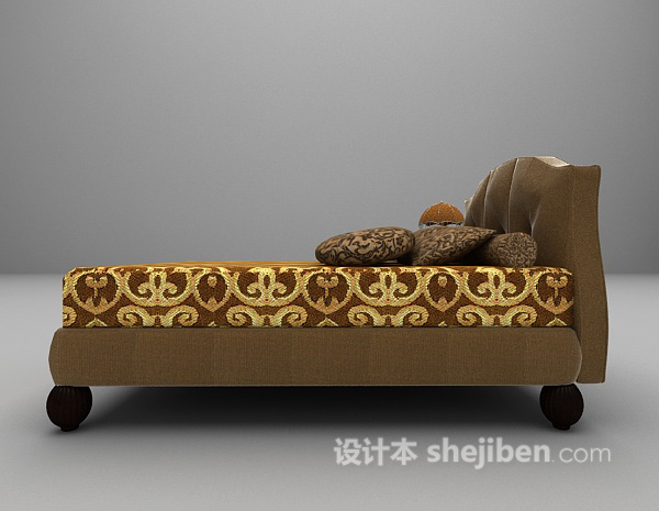 设计本古典双人床3d模型下载
