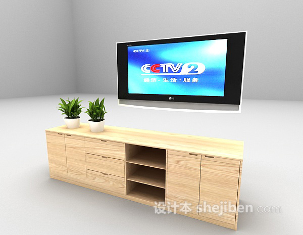 设计本木质电视柜免费3d模型下载