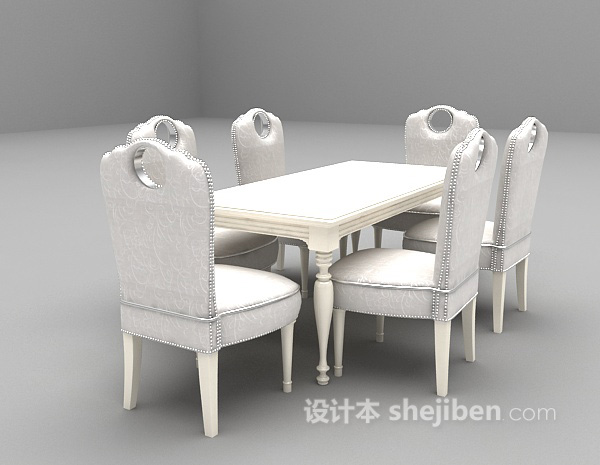 欧式风格白色欧式餐桌3d模型下载